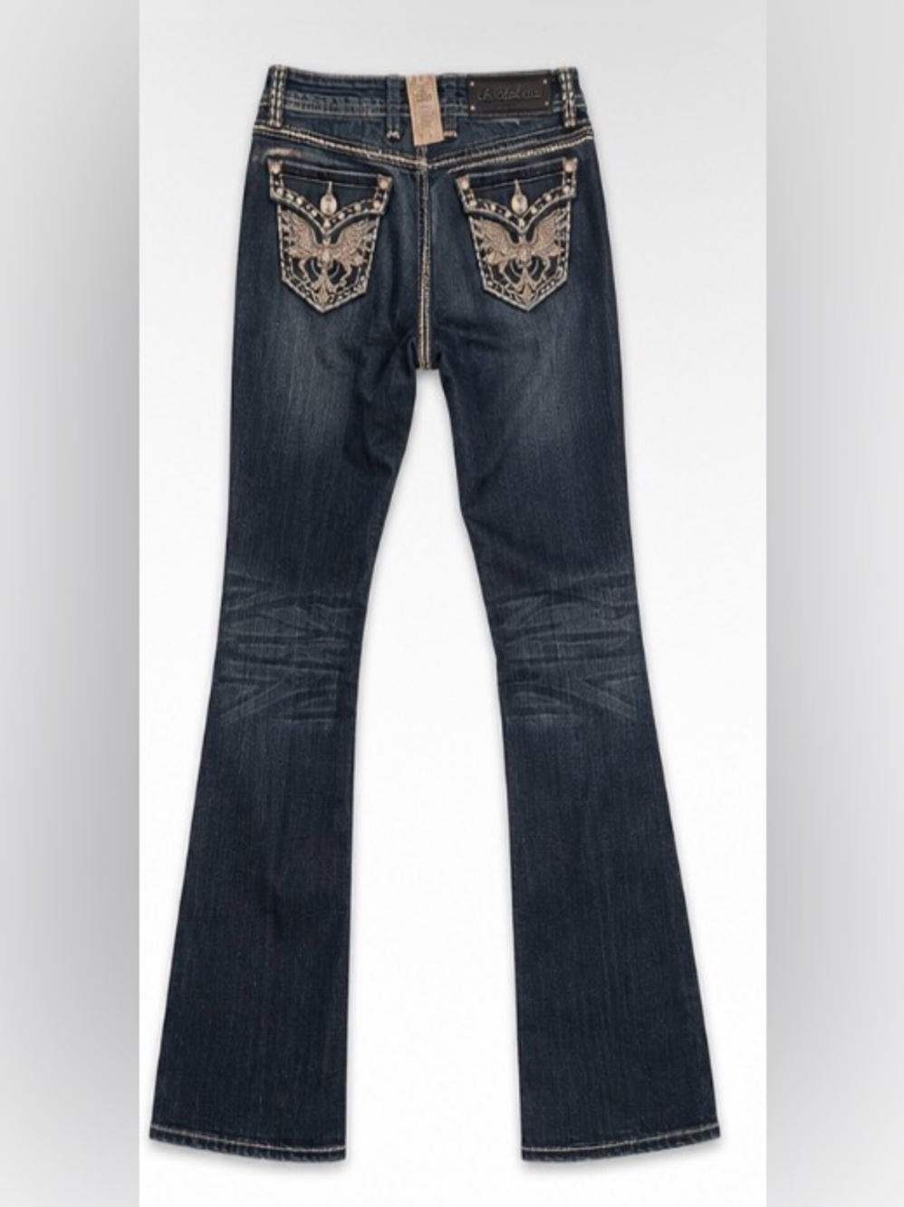 LA Idol USA NWT Rhinestone Wing Bootcut Jeans Y2K McBling Size 11